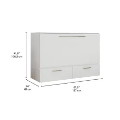 Queen Cabinet Bed with 6.5-inch Mattress - White
