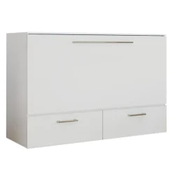 Queen Cabinet Bed with 6.5-inch Mattress - White