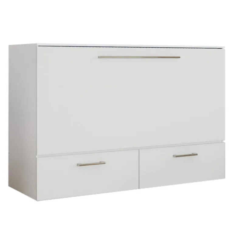 Queen Cabinet Bed with 6.5-inch Mattress - White