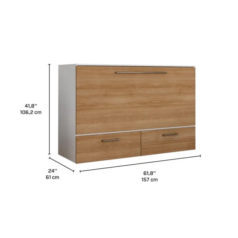 Queen Cabinet Bed with 6.5-inch Mattress - Brown