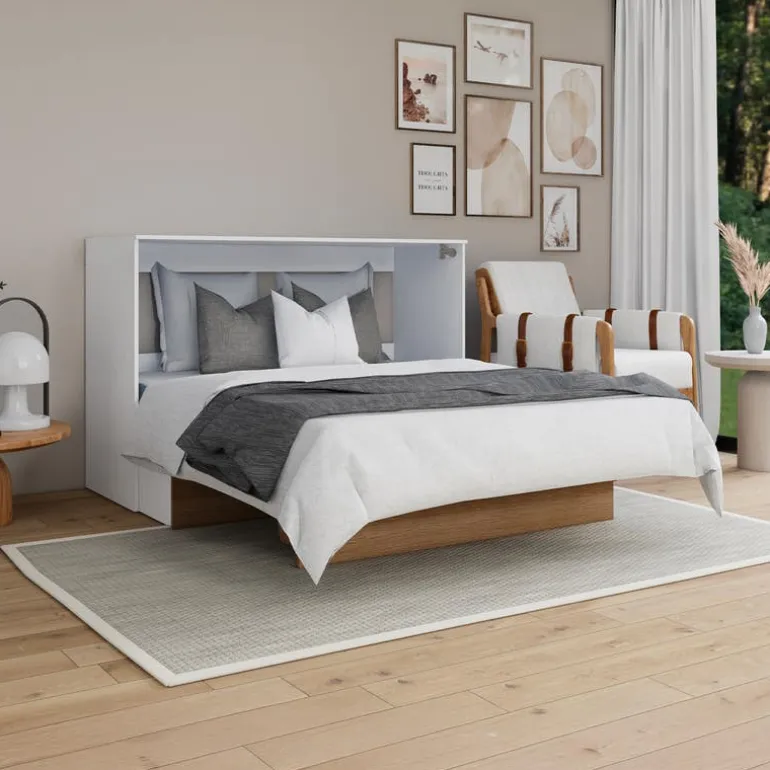 Queen Cabinet Bed with 6.5-inch Mattress - Brown