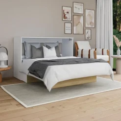 Queen Cabinet Bed with 6.5-inch Mattress - Natural