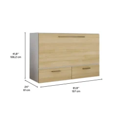 Queen Cabinet Bed with 6.5-inch Mattress - Natural