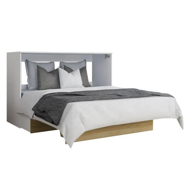 Queen Cabinet Bed with 6.5-inch Mattress - Natural