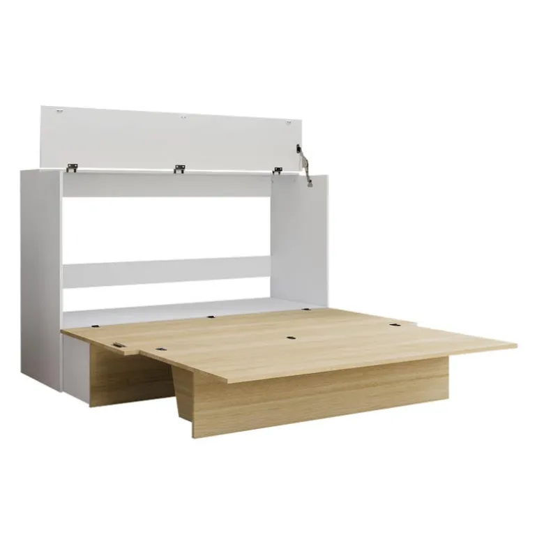 Queen Cabinet Bed with 6.5-inch Mattress - Natural