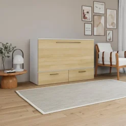 Queen Cabinet Bed with 6.5-inch Mattress - Natural