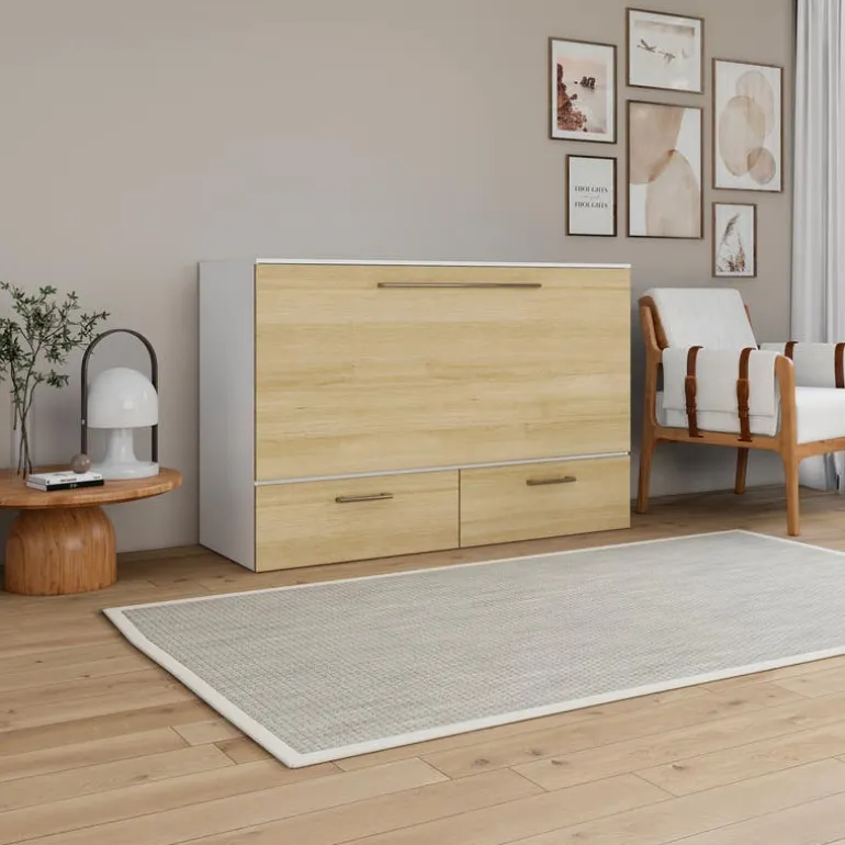 Queen Cabinet Bed with 6.5-inch Mattress - Natural