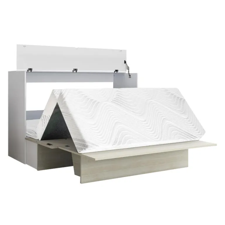 Queen Cabinet Bed with 6.5-inch Mattress - Grey