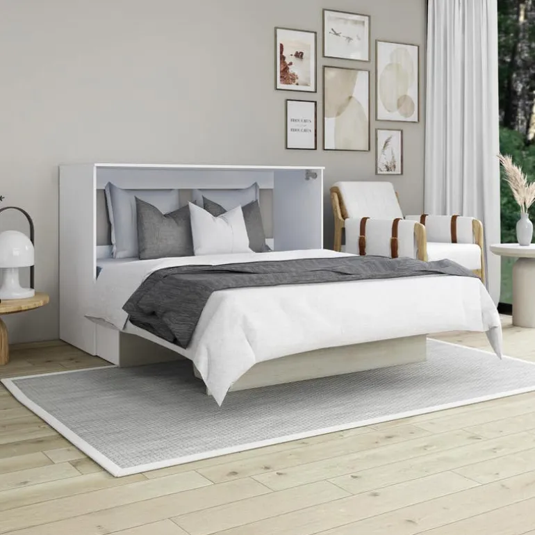 Queen Cabinet Bed with 6.5-inch Mattress - Grey