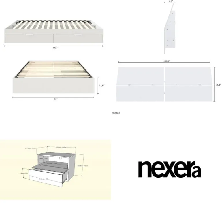 Queen 2-Drawer Storage Bedroom Set (60") - 3 pcs - Nexera