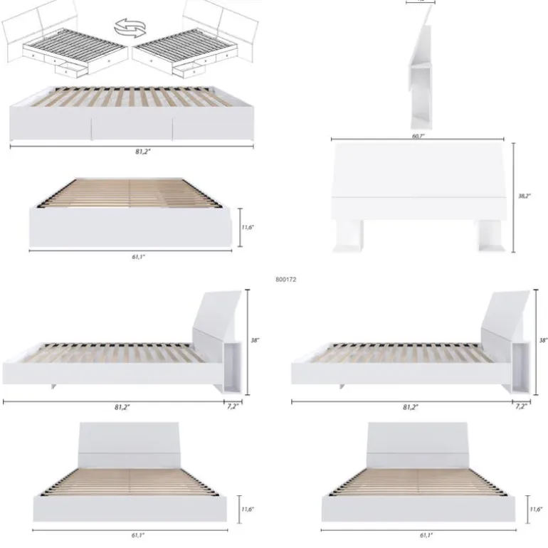 Queen 3-Drawer Storage Bedroom Set (60") - 4 pcs - Nexera