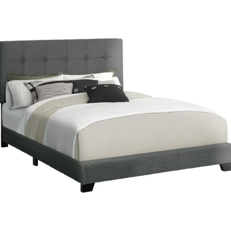 Queen Fabric Bed with Headboard (60") - Monarch