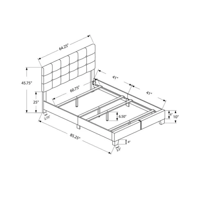 Queen Fabric Bed with Headboard (60") - Monarch