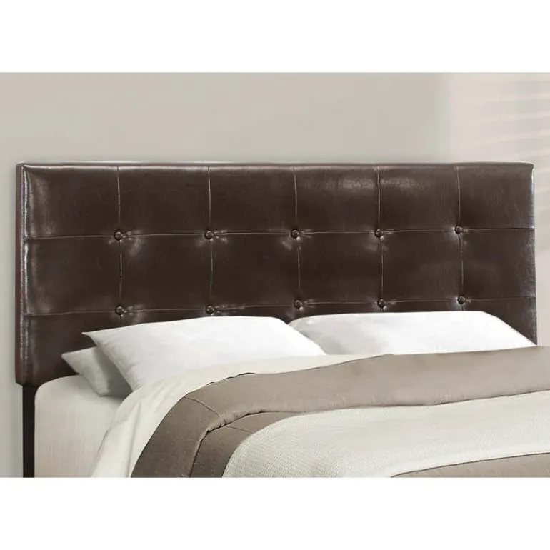Queen Leather-Look Bed with Headboard (60") - Monarch