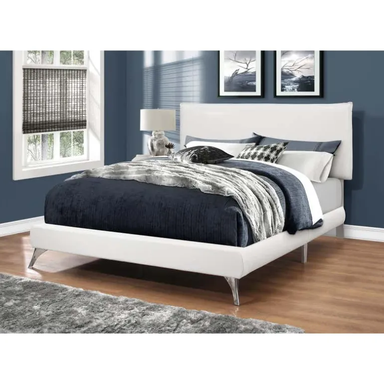 Queen Leather-Look Bed with Headboard (60") - Monarch