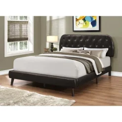 Queen Leather-Look Bed with Headboard (60") - Monarch