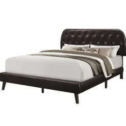 Queen Leather-Look Bed with Headboard (60