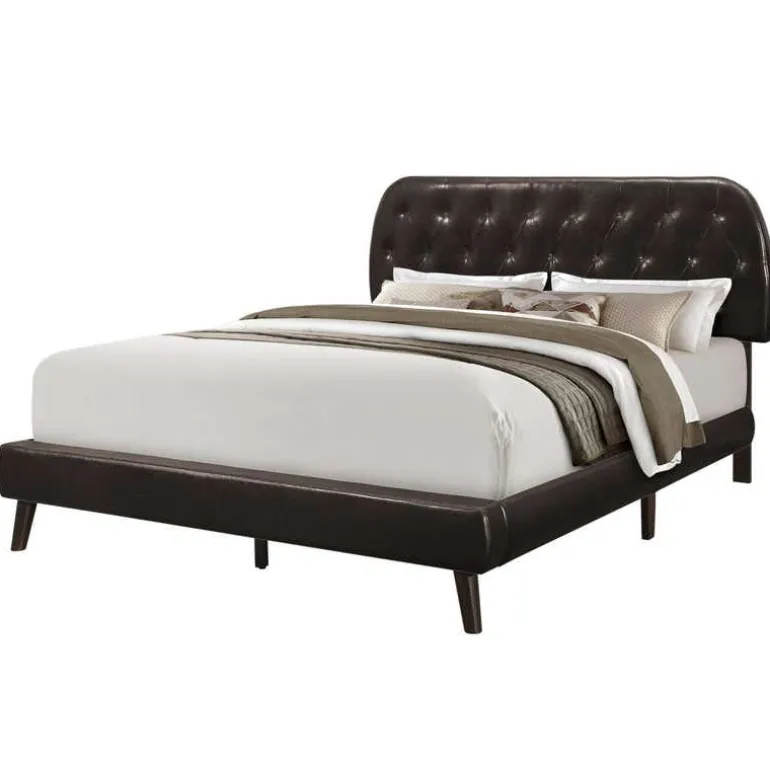 Queen Leather-Look Bed with Headboard (60") - Monarch