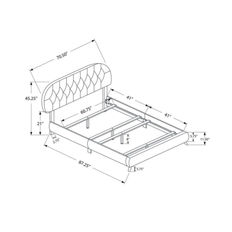 Queen Leather-Look Bed with Headboard (60") - Monarch