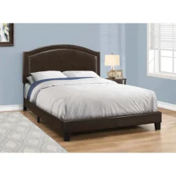 Queen Leather-Look Bed with Headboard (60") - Monarch