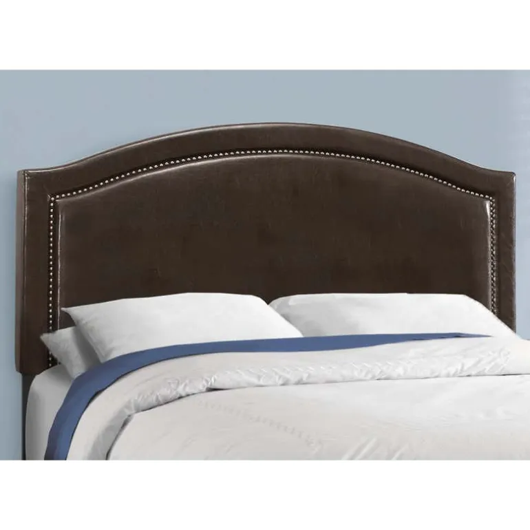 Queen Leather-Look Bed with Headboard (60") - Monarch