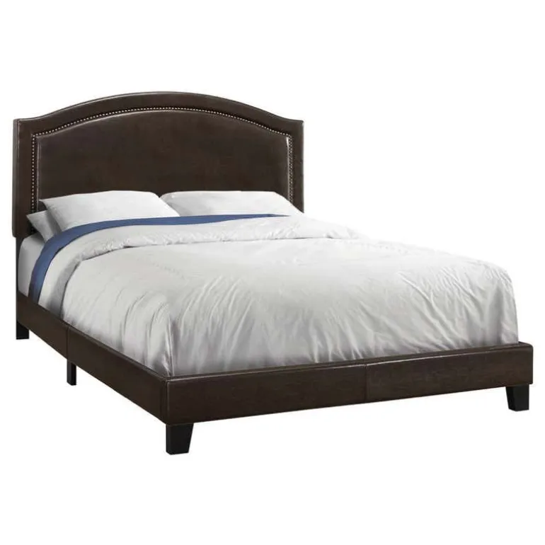 Queen Leather-Look Bed with Headboard (60") - Monarch