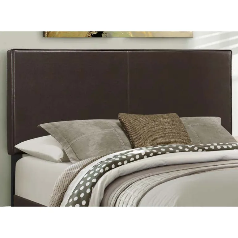 Queen Leather-Look Bed with Headboard (60") - Monarch