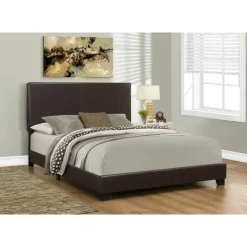 Queen Leather-Look Bed with Headboard (60