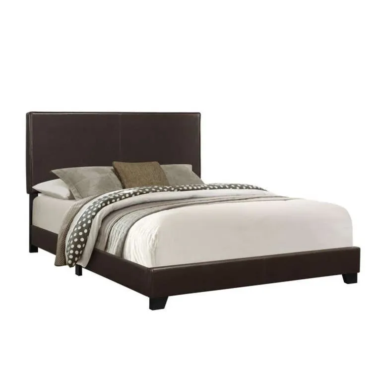 Queen Leather-Look Bed with Headboard (60") - Monarch