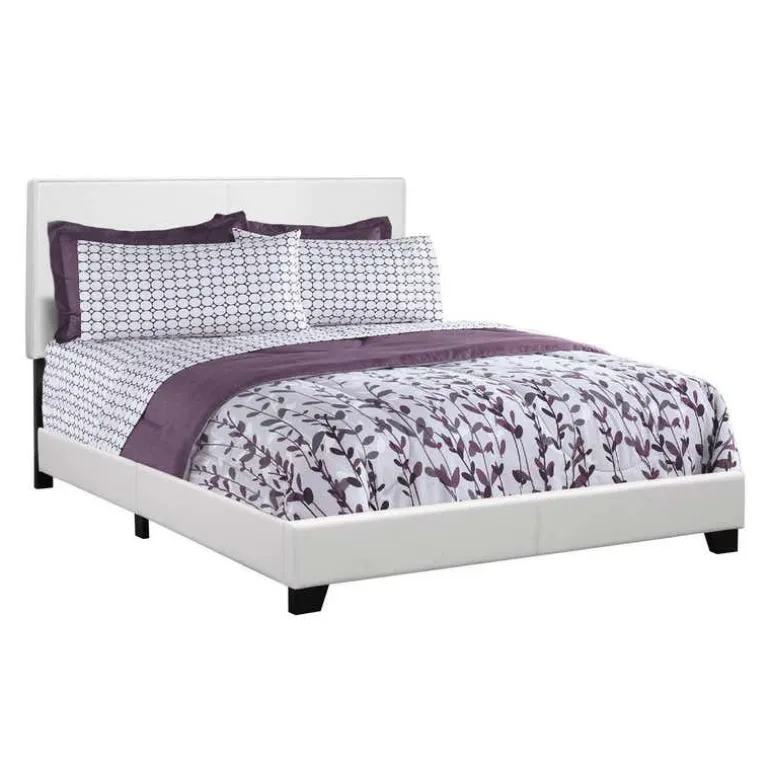 Queen Leather-Look Bed with Headboard (60") - Monarch
