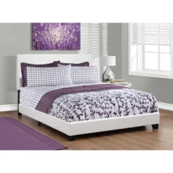 Queen Leather-Look Bed with Headboard (60") - Monarch