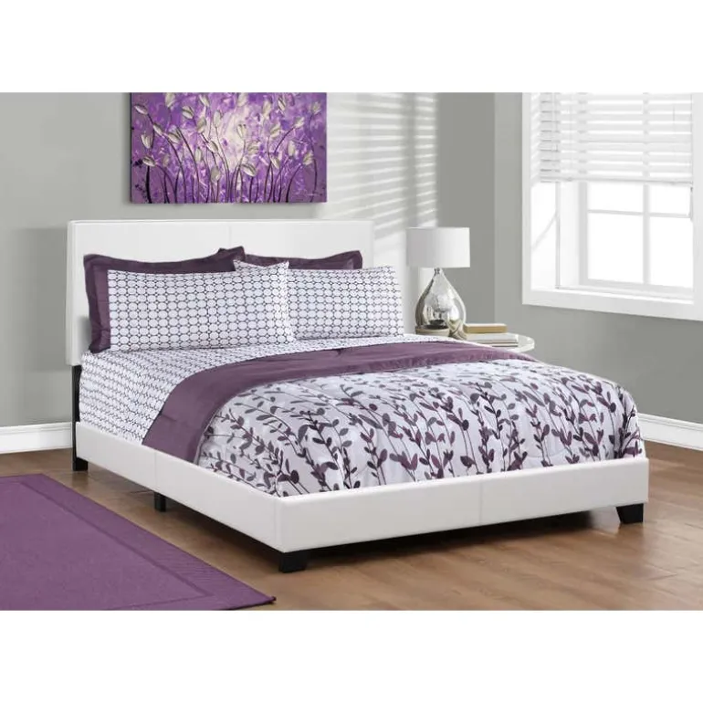 Queen Leather-Look Bed with Headboard (60") - Monarch