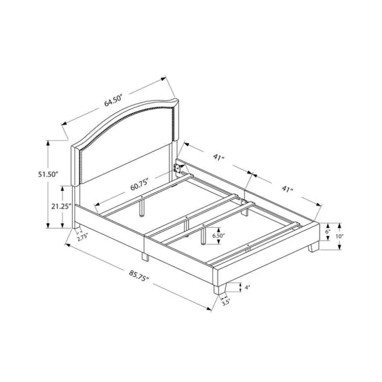 Queen Linen Bed with Headboard (60") - Monarch
