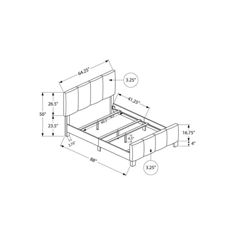 Queen Linen Bed with Headboard (60") - Monarch
