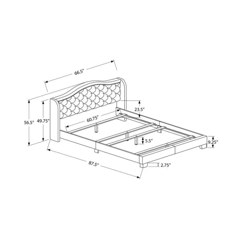 Queen Linen Bed with Headboard (60") - Monarch