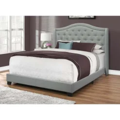 Queen Linen Bed with Headboard (60