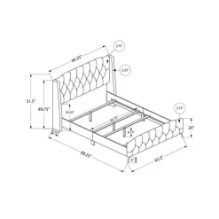 Queen Linen Bed with Headboard (60