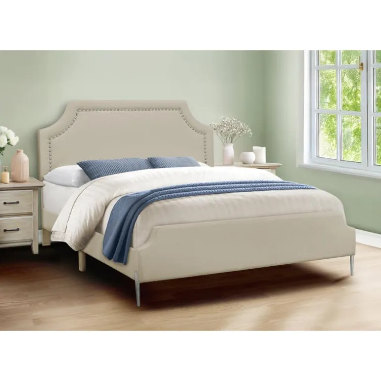 Queen Linen Bed with Headboard (60") - Monarch