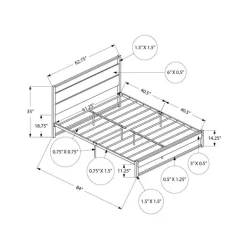 Queen Metal Bed with Headboard (60") - Monarch