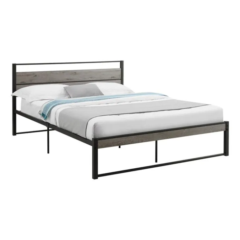Queen Metal Bed with Headboard (60") - Monarch