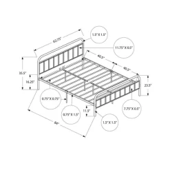 Queen Metal Bed with Headboard (60") - Monarch