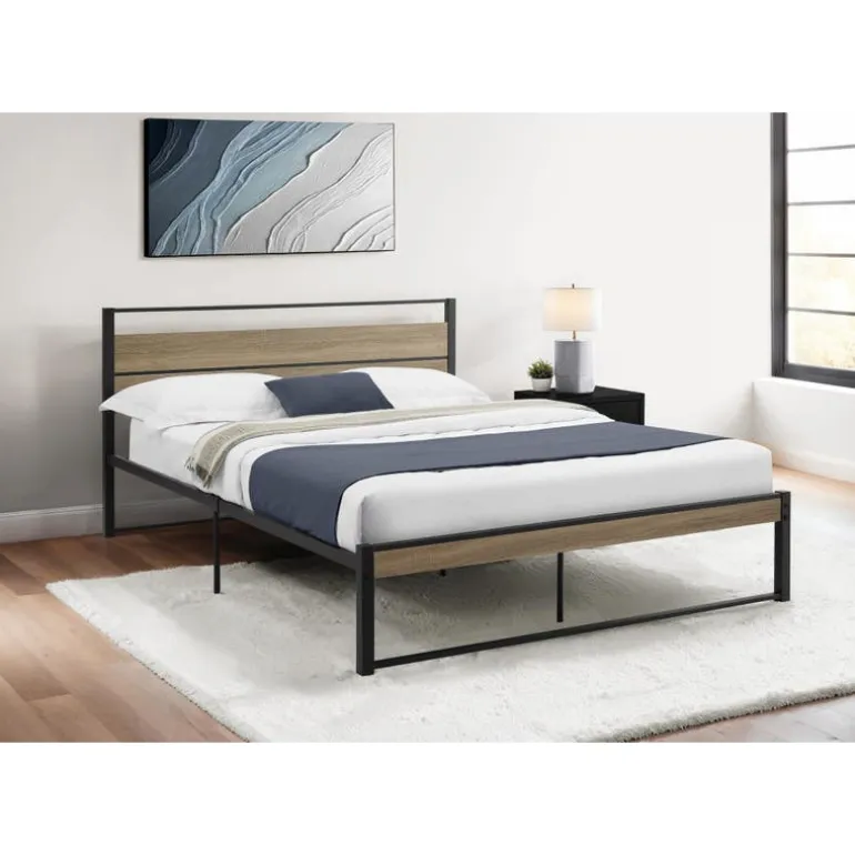 Queen Metal Bed with Headboard (60") - Monarch