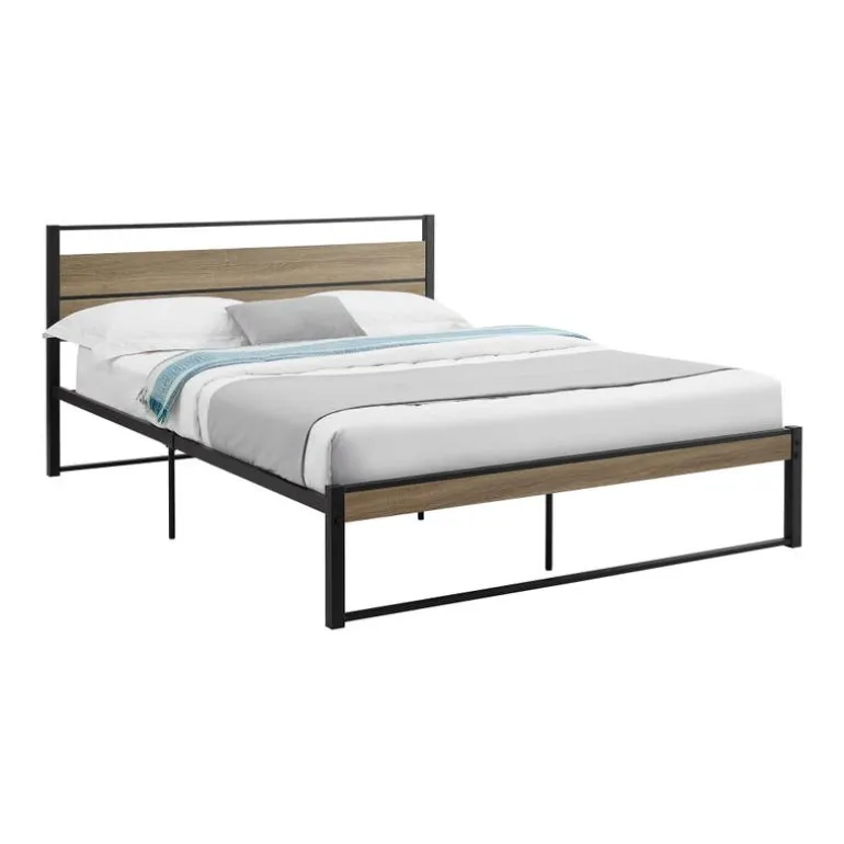 Queen Metal Bed with Headboard (60") - Monarch