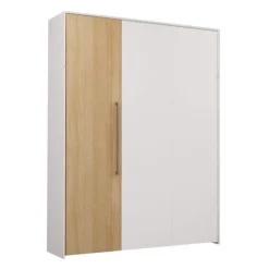 Queen Murphy Bed - White & Natural