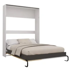 Queen Murphy Bed - White & Natural