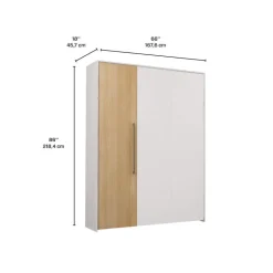 Queen Murphy Bed - White & Natural