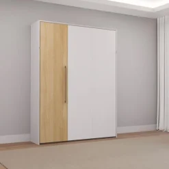 Queen Murphy Bed - White & Natural