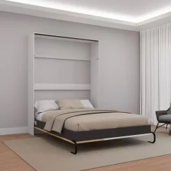 Queen Murphy Bed - White & Natural