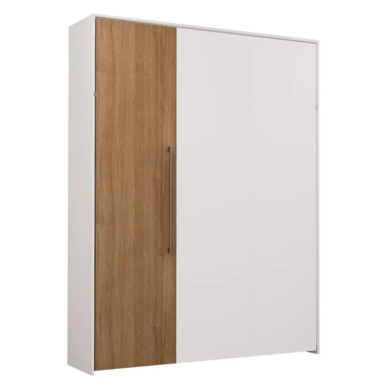 Queen Murphy Bed - White & Brown