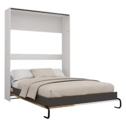 Queen Murphy Bed - White & Brown